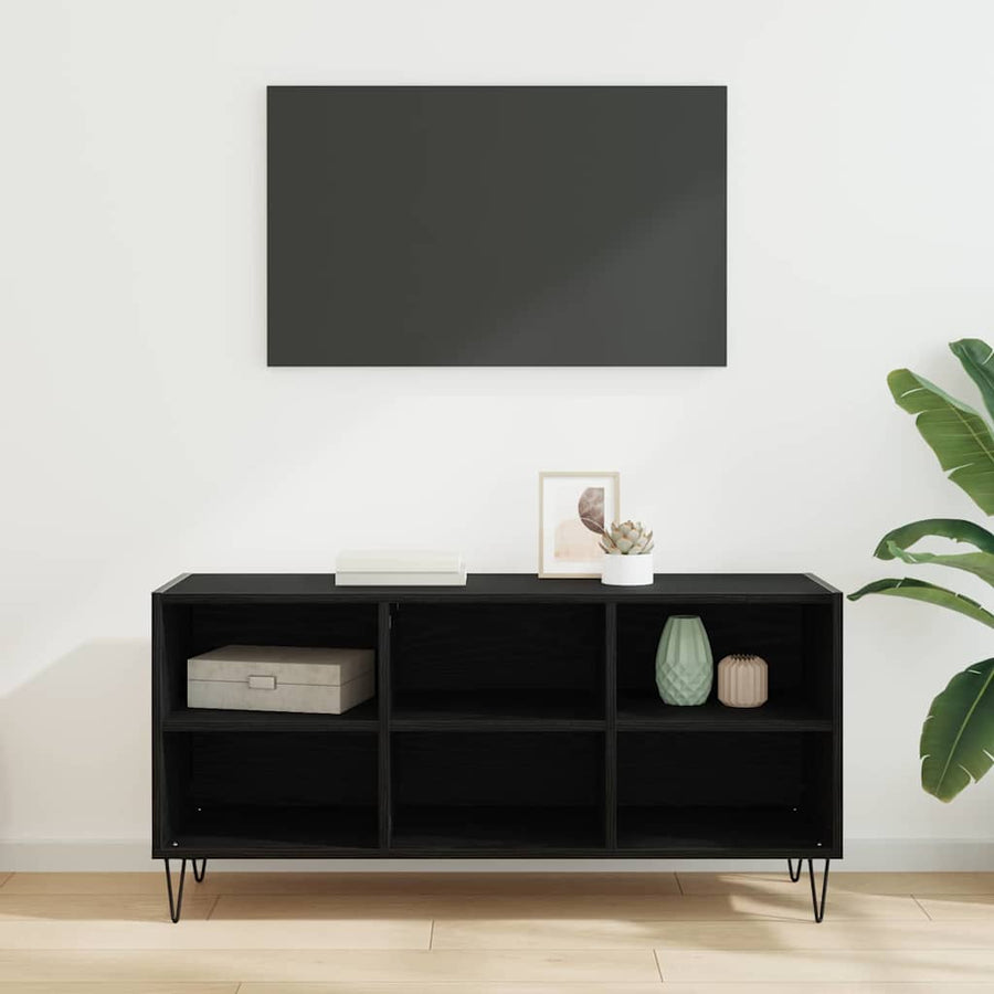 TV-kast Zwart Eiken 103,5 x 30 x 50 cm Bewerkt hout