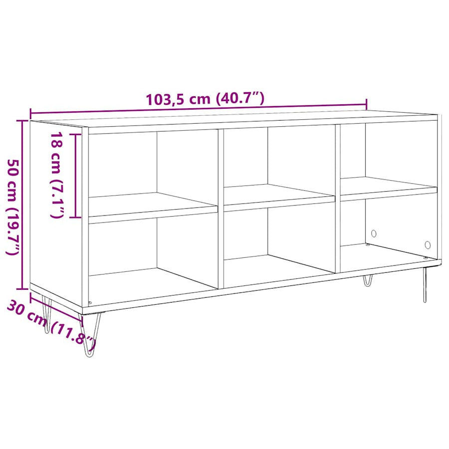 TV-kast Zwart Eiken 103,5 x 30 x 50 cm Bewerkt hout