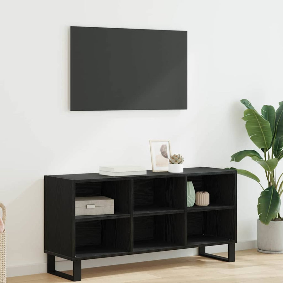 TV-kast Zwart Eiken 103,5 x 30 x 50 cm Bewerkt hout