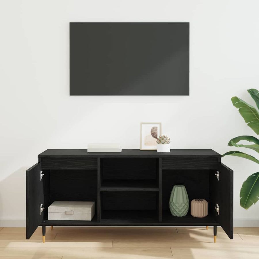 TV-kast Zwart Eiken 104 x 35 x 50 cm Bewerkt hout