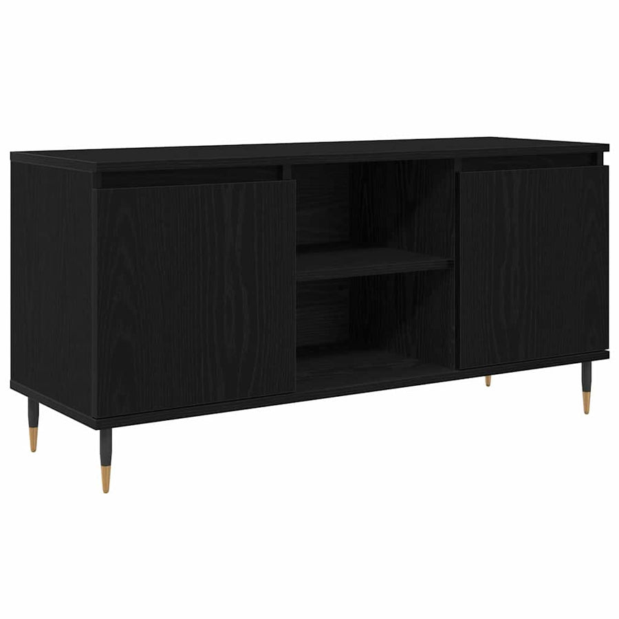TV-kast Zwart Eiken 104 x 35 x 50 cm Bewerkt hout