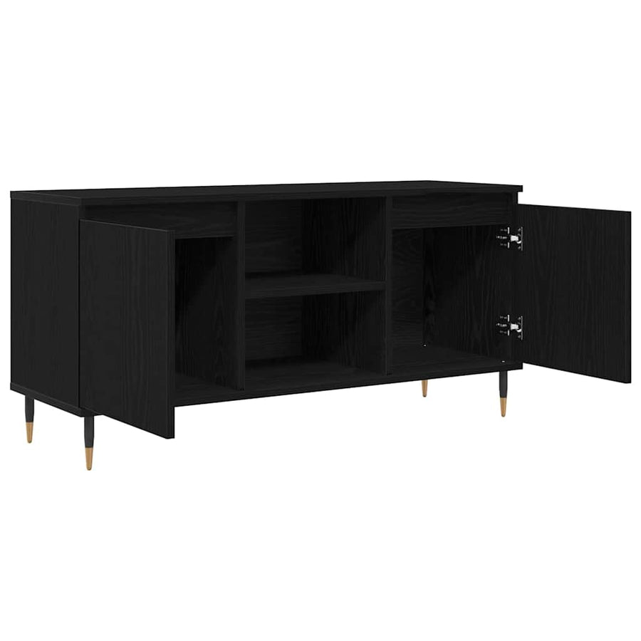 TV-kast Zwart Eiken 104 x 35 x 50 cm Bewerkt hout