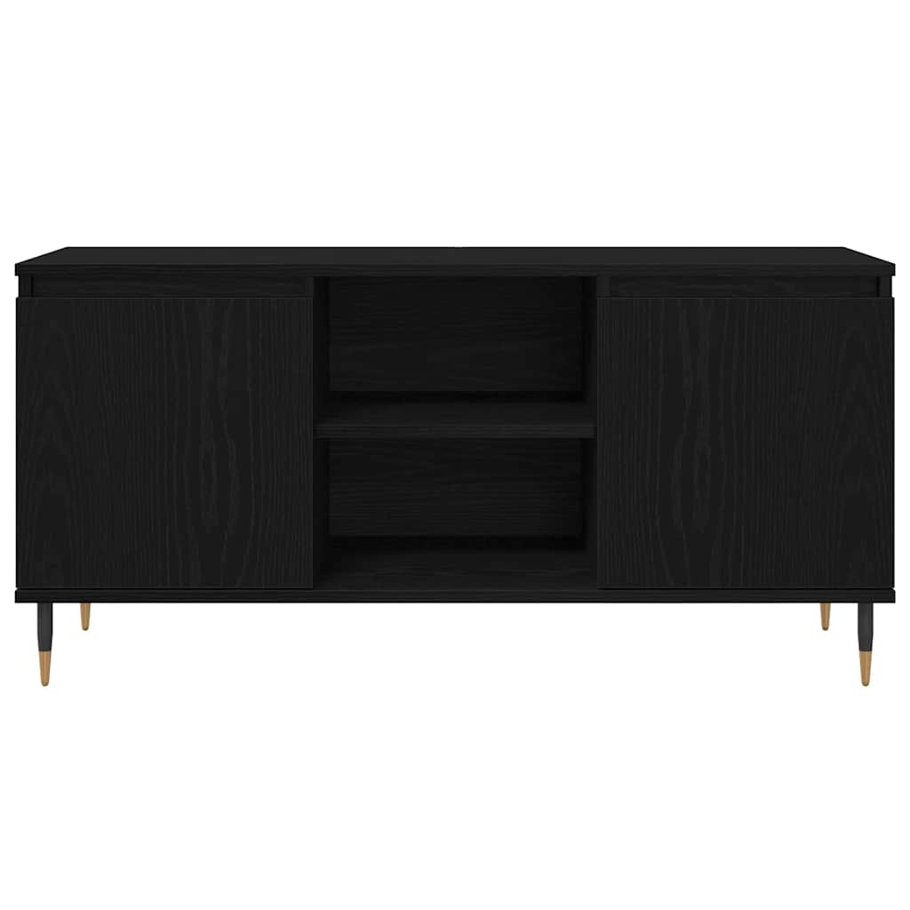 TV-kast Zwart Eiken 104 x 35 x 50 cm Bewerkt hout