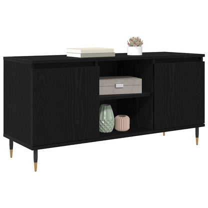 TV-kast Zwart Eiken 104 x 35 x 50 cm Bewerkt hout