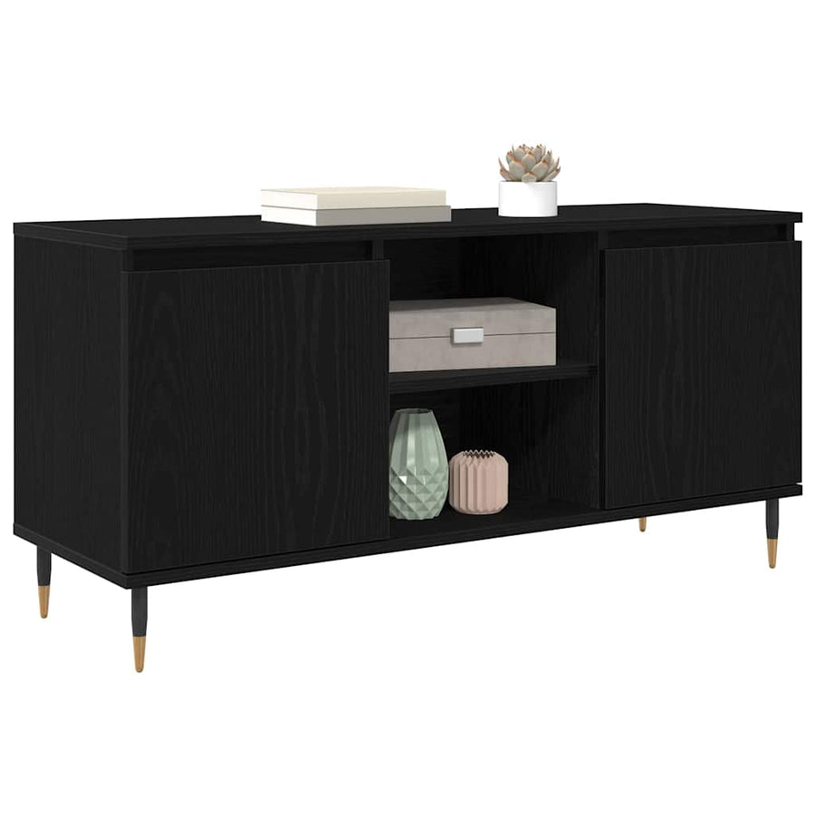 TV-kast Zwart Eiken 104 x 35 x 50 cm Bewerkt hout