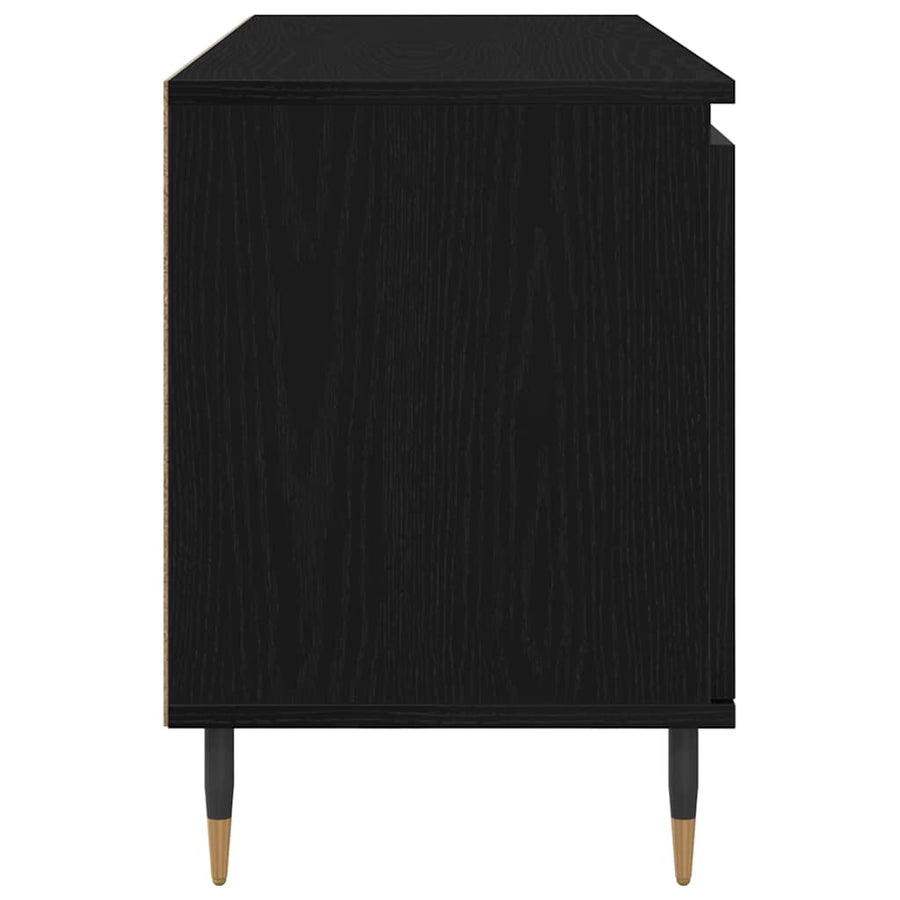 TV-kast Zwart Eiken 104 x 35 x 50 cm Bewerkt hout