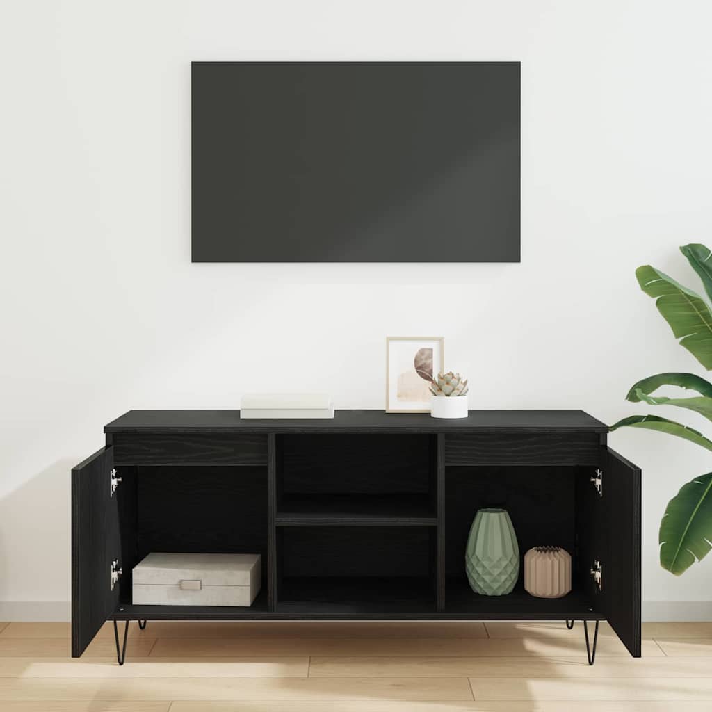TV-kast Zwart Eiken 104 x 35 x 50 cm Bewerkt hout