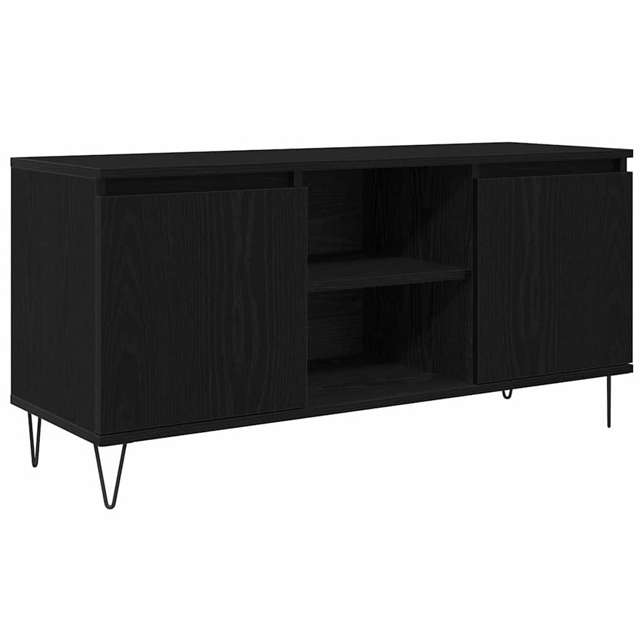 TV-kast Zwart Eiken 104 x 35 x 50 cm Bewerkt hout