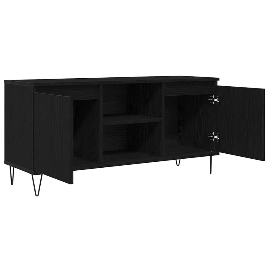 TV-kast Zwart Eiken 104 x 35 x 50 cm Bewerkt hout