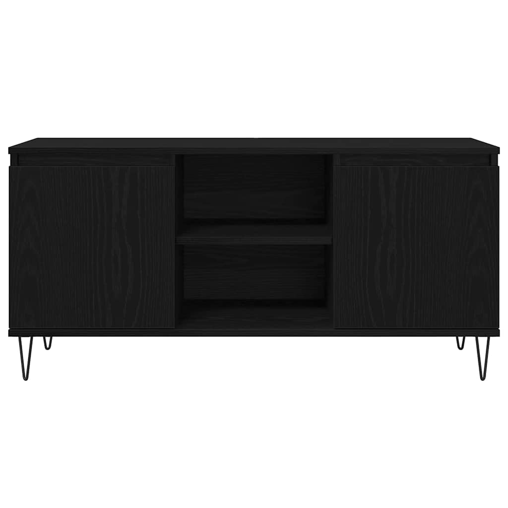 TV-kast Zwart Eiken 104 x 35 x 50 cm Bewerkt hout