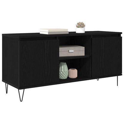 TV-kast Zwart Eiken 104 x 35 x 50 cm Bewerkt hout
