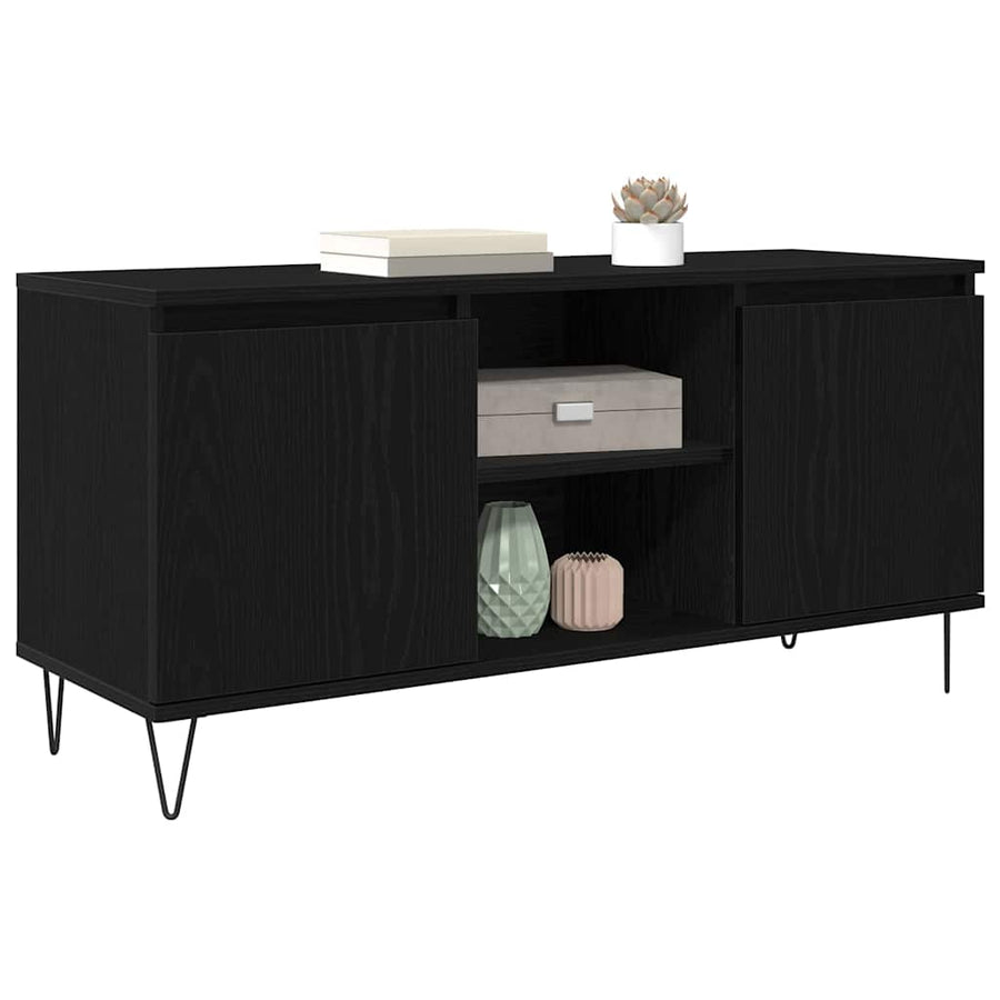 TV-kast Zwart Eiken 104 x 35 x 50 cm Bewerkt hout