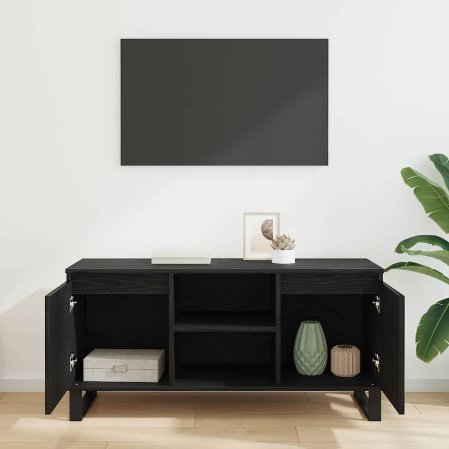 TV-kast Zwart Eiken 104 x 35 x 50 cm Bewerkt hout