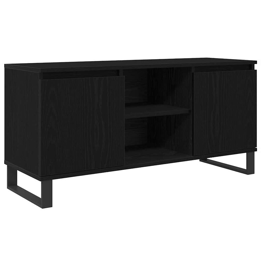 TV-kast Zwart Eiken 104 x 35 x 50 cm Bewerkt hout