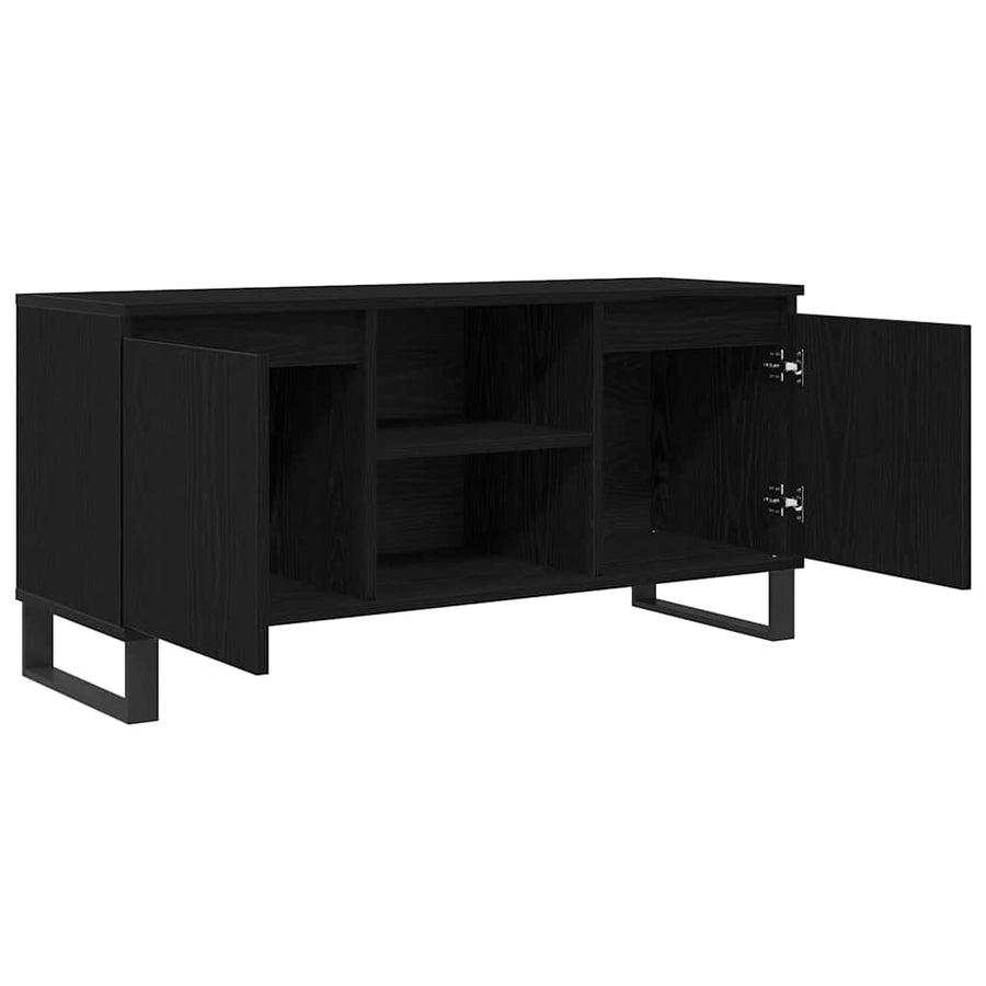 TV-kast Zwart Eiken 104 x 35 x 50 cm Bewerkt hout
