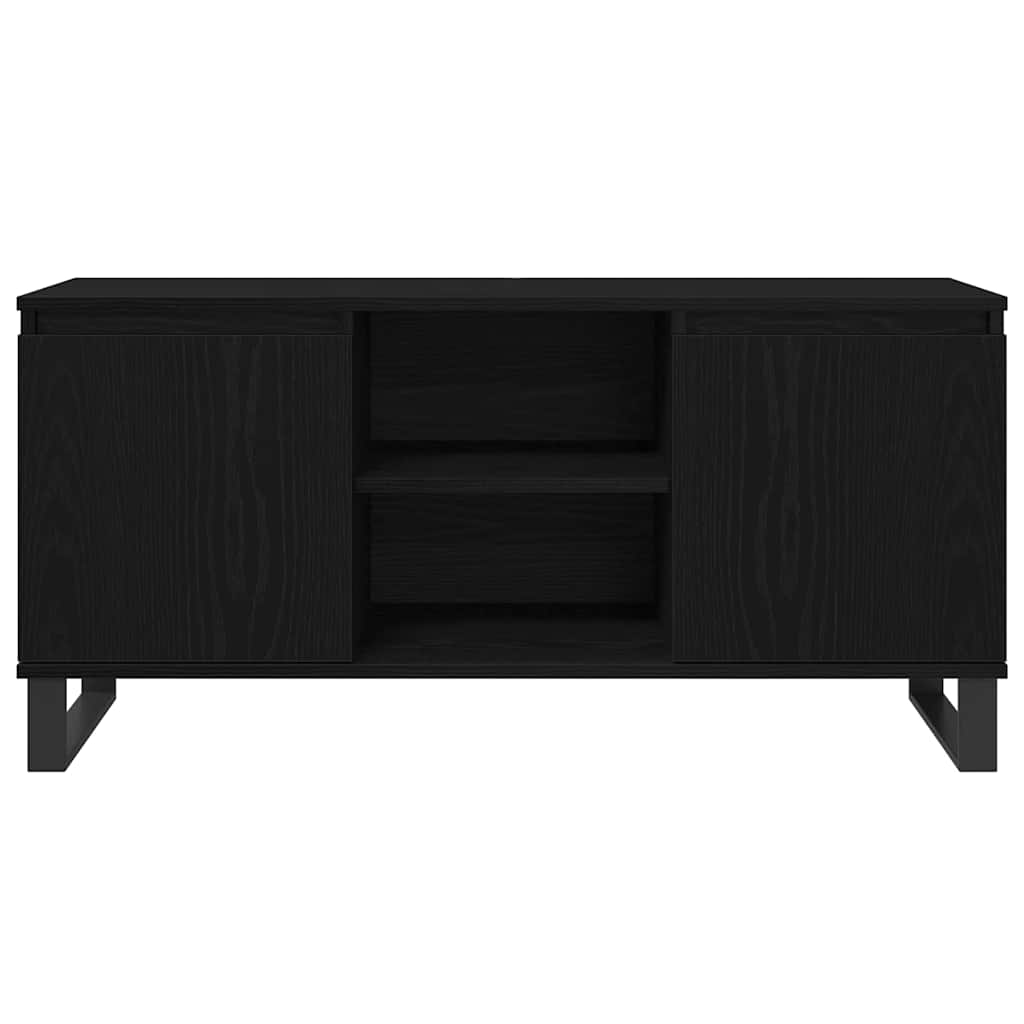 TV-kast Zwart Eiken 104 x 35 x 50 cm Bewerkt hout