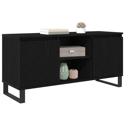 TV-kast Zwart Eiken 104 x 35 x 50 cm Bewerkt hout