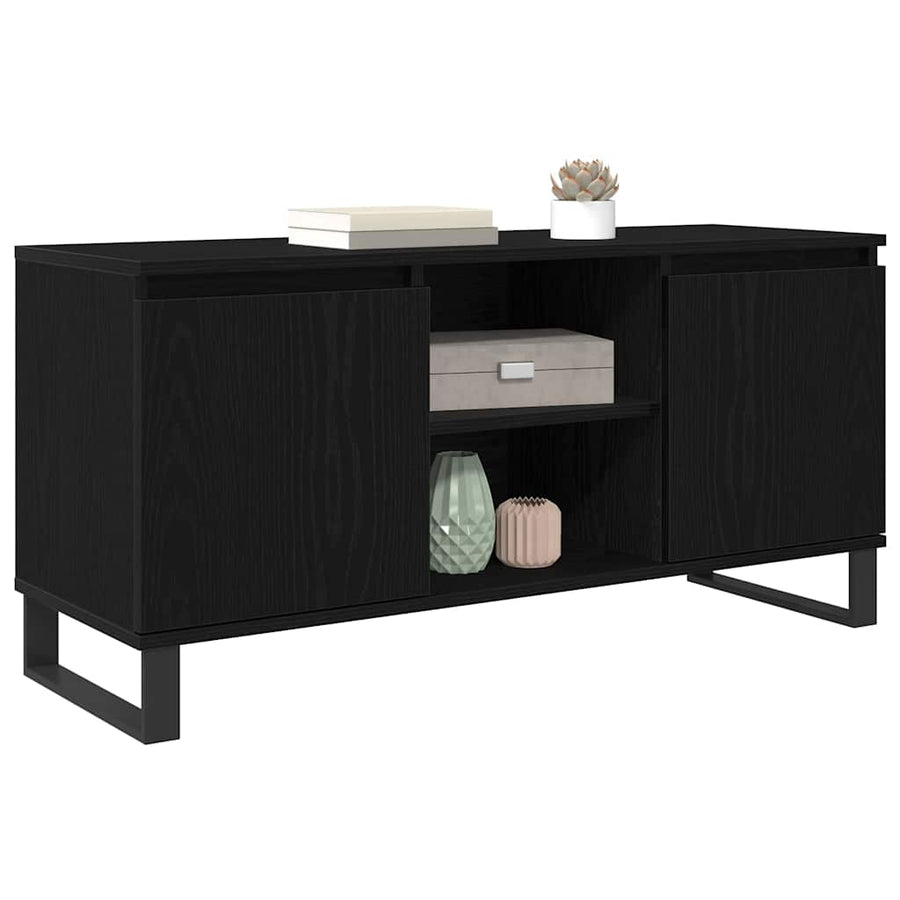 TV-kast Zwart Eiken 104 x 35 x 50 cm Bewerkt hout