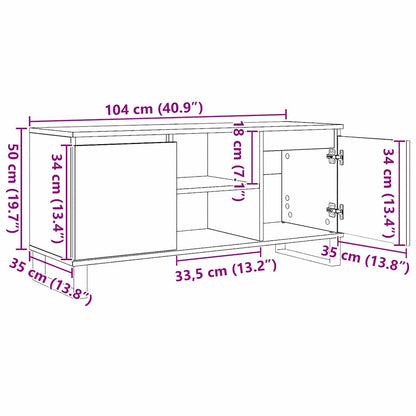TV-kast Zwart Eiken 104 x 35 x 50 cm Bewerkt hout