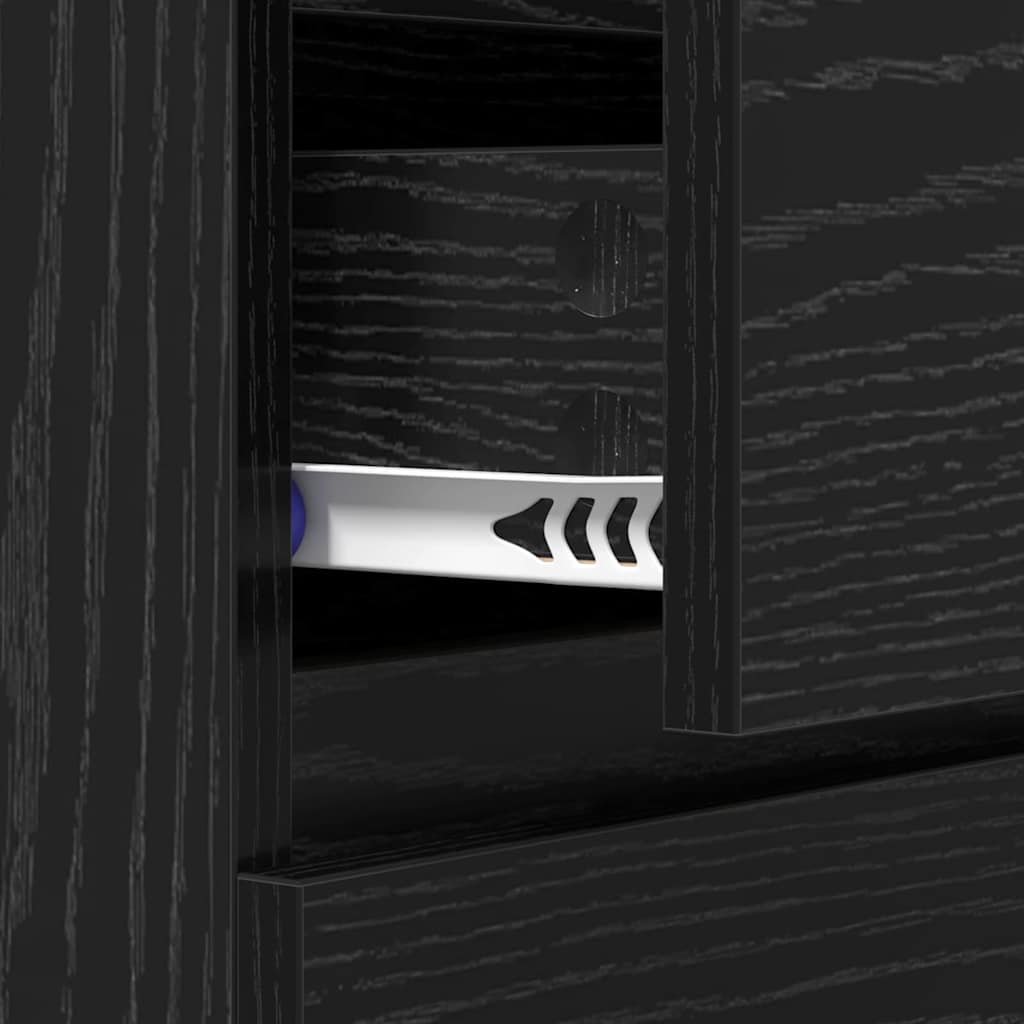 Dressoir met lade Zwart Eiken 60 x 35 x 70 cm Bewerkt hout
