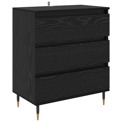 Dressoir met lade Zwart Eiken 60 x 35 x 70 cm Bewerkt hout