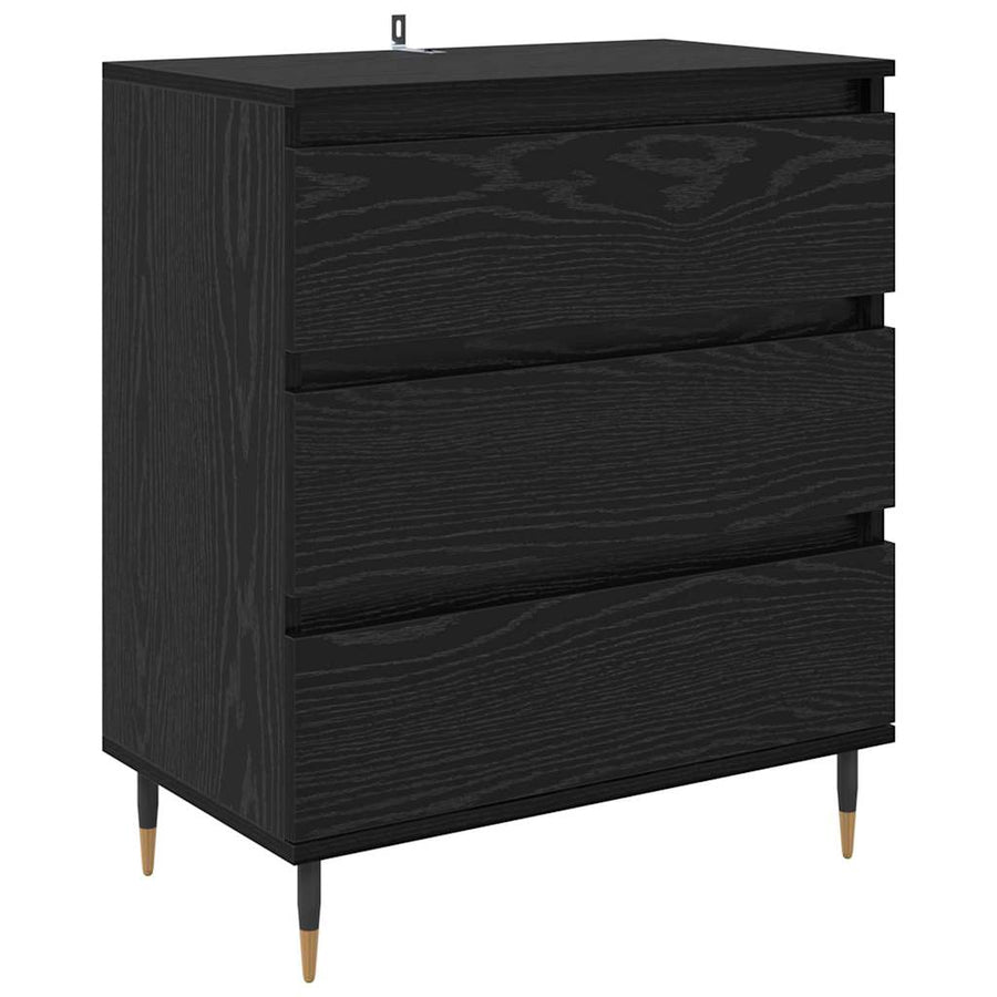 Dressoir met lade Zwart Eiken 60 x 35 x 70 cm Bewerkt hout