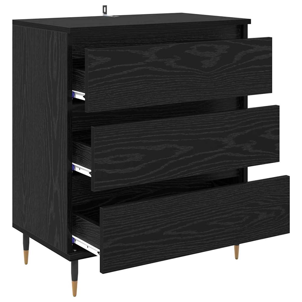Dressoir met lade Zwart Eiken 60 x 35 x 70 cm Bewerkt hout