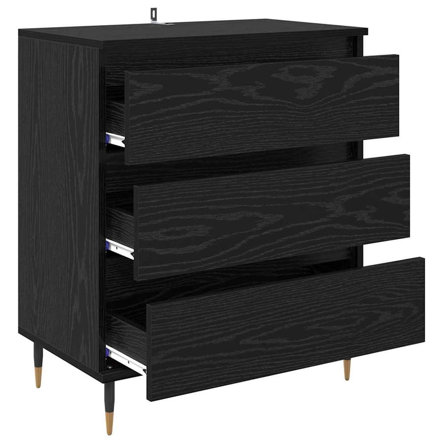 Dressoir met lade Zwart Eiken 60 x 35 x 70 cm Bewerkt hout