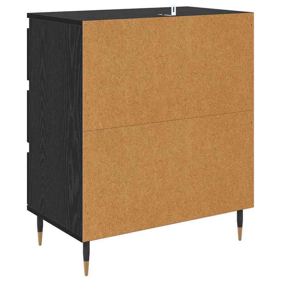 Dressoir met lade Zwart Eiken 60 x 35 x 70 cm Bewerkt hout