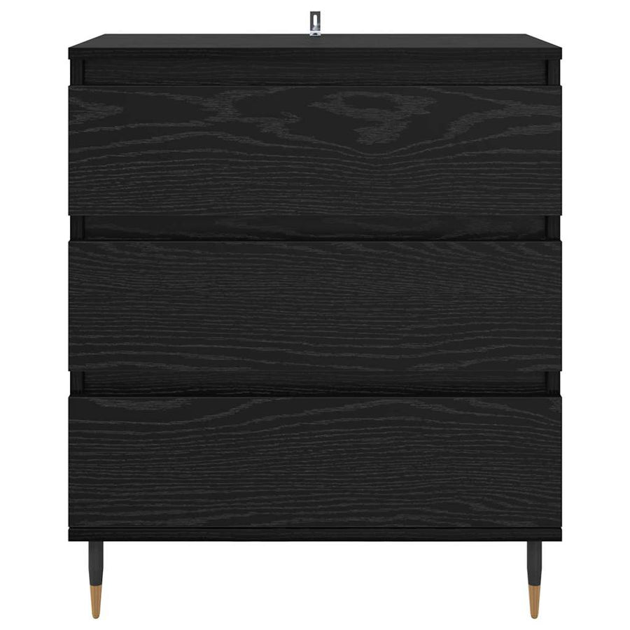 Dressoir met lade Zwart Eiken 60 x 35 x 70 cm Bewerkt hout