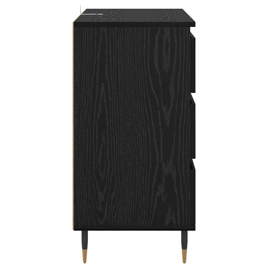 Dressoir met lade Zwart Eiken 60 x 35 x 70 cm Bewerkt hout
