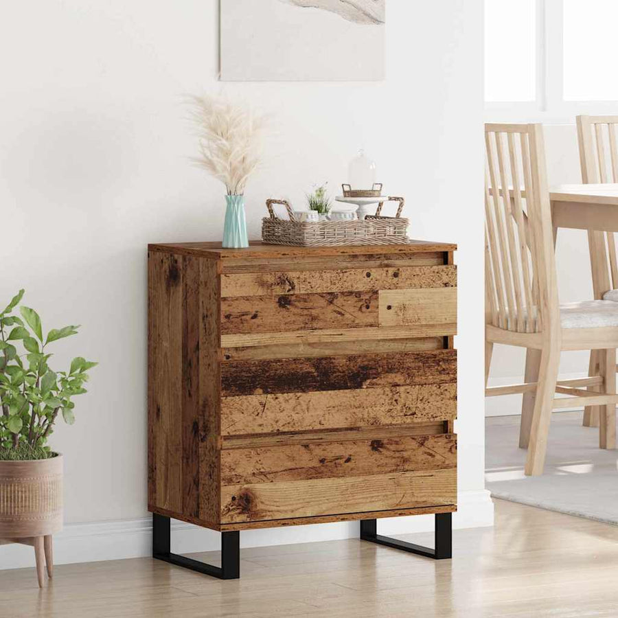 Dressoir met lade Oud Hout 60 x 35 x 70 cm Bewerkt hout