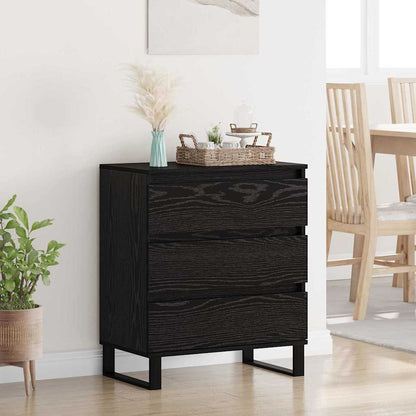 Dressoir met lade Zwart Eiken 60 x 35 x 70 cm Bewerkt hout