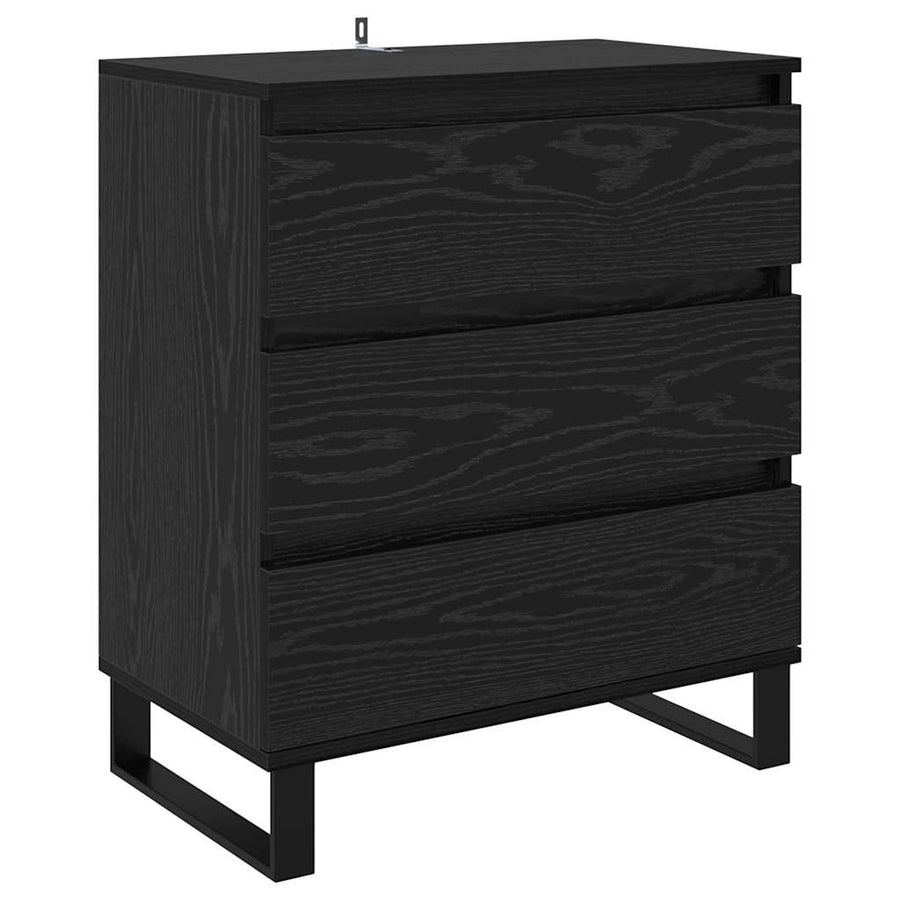Dressoir met lade Zwart Eiken 60 x 35 x 70 cm Bewerkt hout