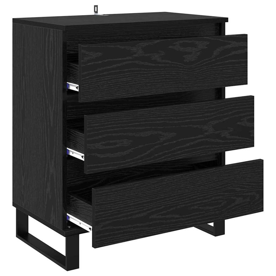 Dressoir met lade Zwart Eiken 60 x 35 x 70 cm Bewerkt hout