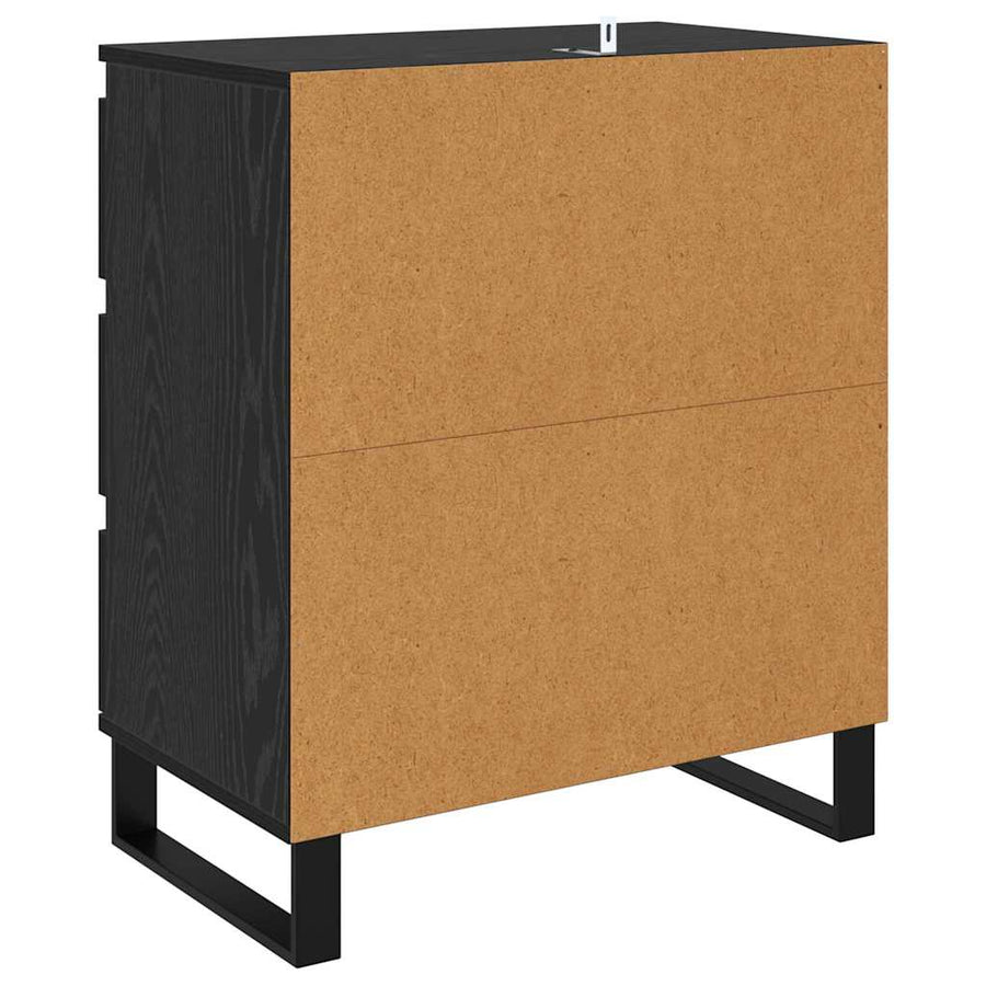 Dressoir met lade Zwart Eiken 60 x 35 x 70 cm Bewerkt hout