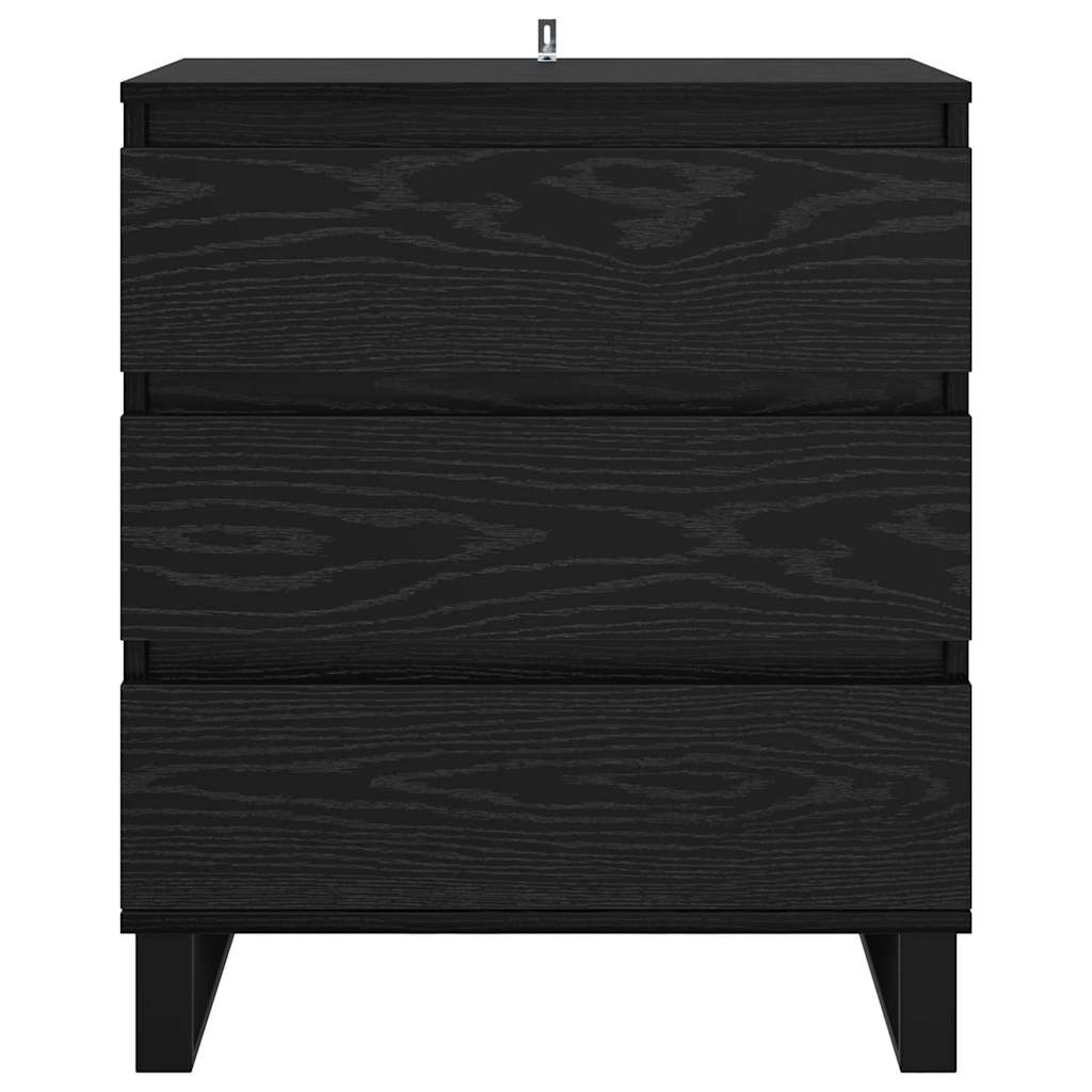 Dressoir met lade Zwart Eiken 60 x 35 x 70 cm Bewerkt hout