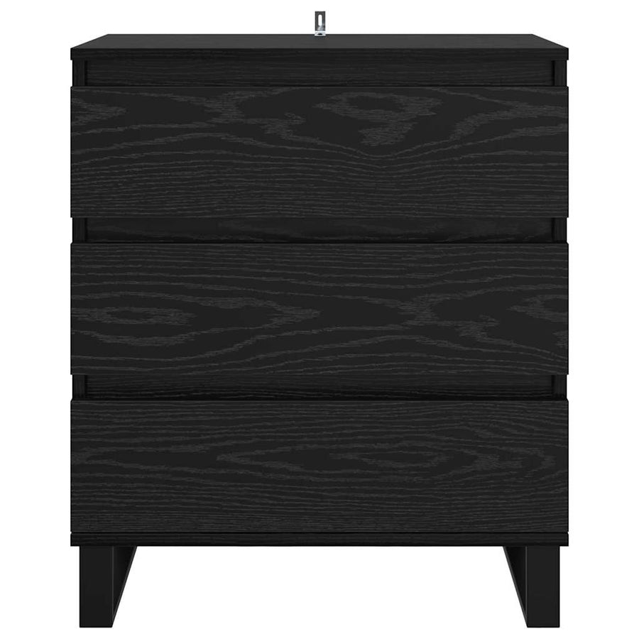 Dressoir met lade Zwart Eiken 60 x 35 x 70 cm Bewerkt hout