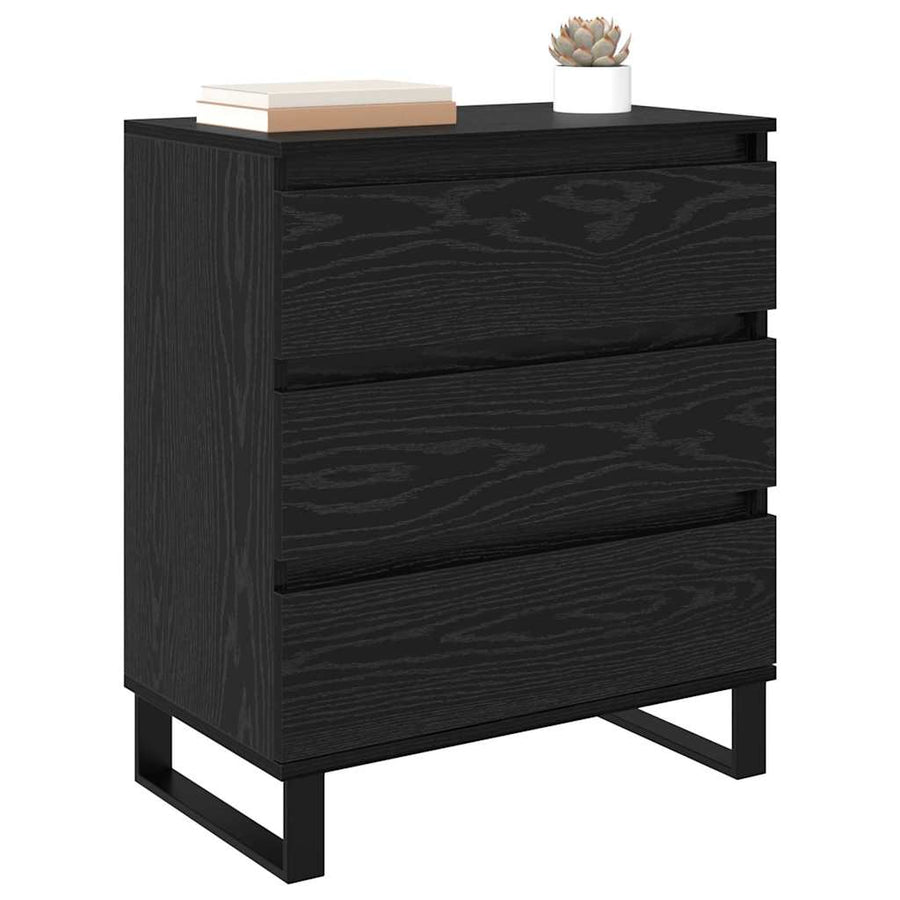 Dressoir met lade Zwart Eiken 60 x 35 x 70 cm Bewerkt hout