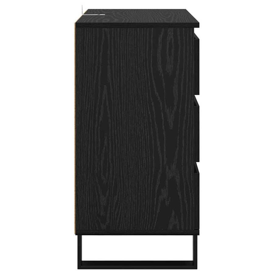 Dressoir met lade Zwart Eiken 60 x 35 x 70 cm Bewerkt hout