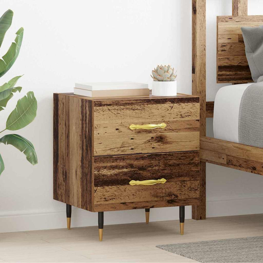 Nachtkastje met lade Oud hout 40 x 35 x 47,5 cm Bewerkt hout