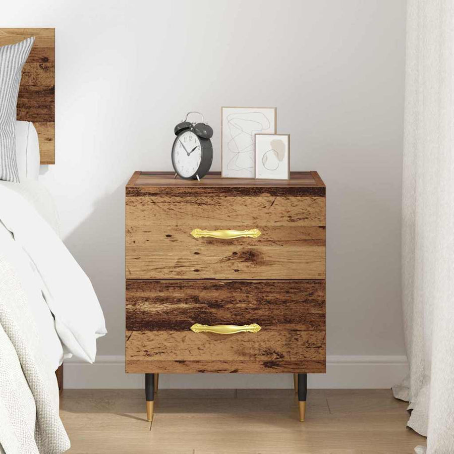 Nachtkastje met lade Oud hout 40 x 35 x 47,5 cm Bewerkt hout
