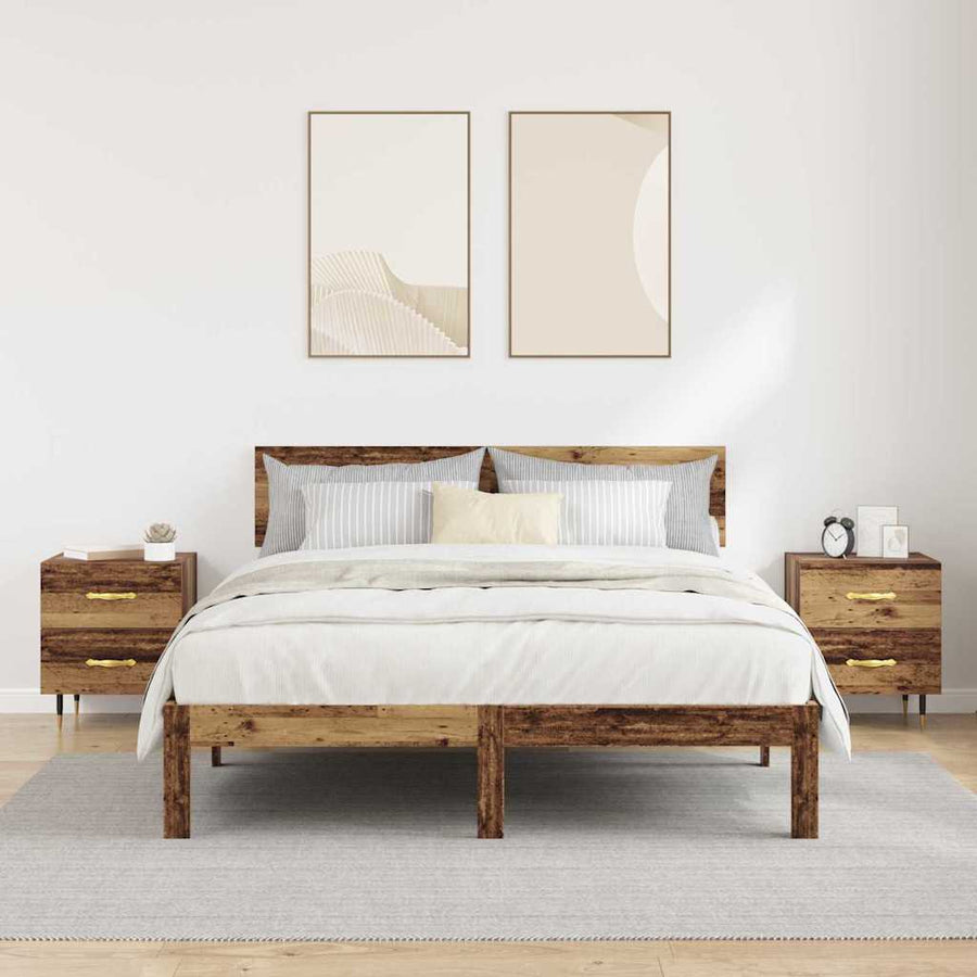 Nachtkastje 2 pcs Oud hout 40 x 35 x 47,5 cm Bewerkt hout