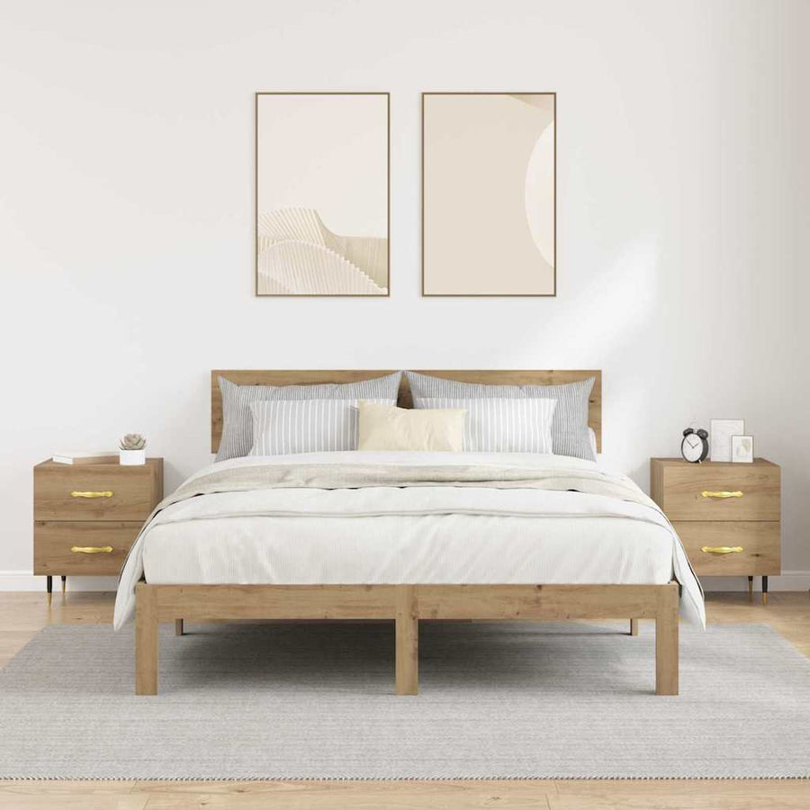 Nachtkastje 2 pcs artisanaal eikenkleurig 40 x 35 x 47,5 cm