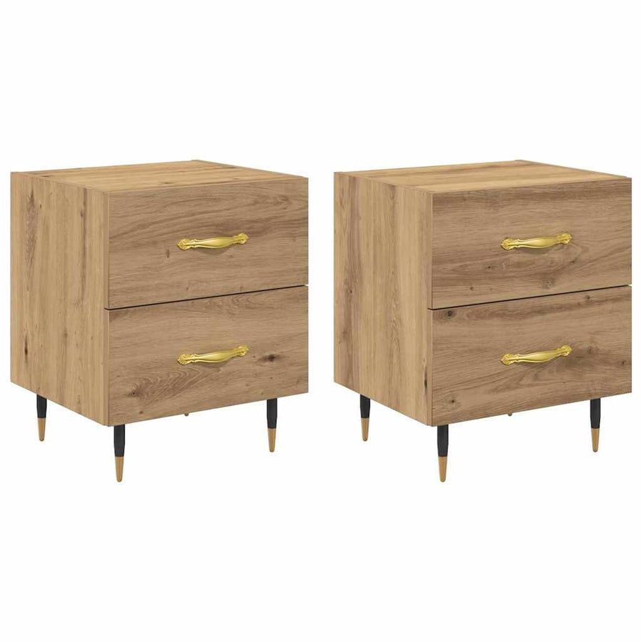 Nachtkastje 2 pcs artisanaal eikenkleurig 40 x 35 x 47,5 cm