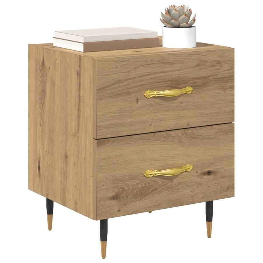 Nachtkastje 2 pcs artisanaal eikenkleurig 40 x 35 x 47,5 cm