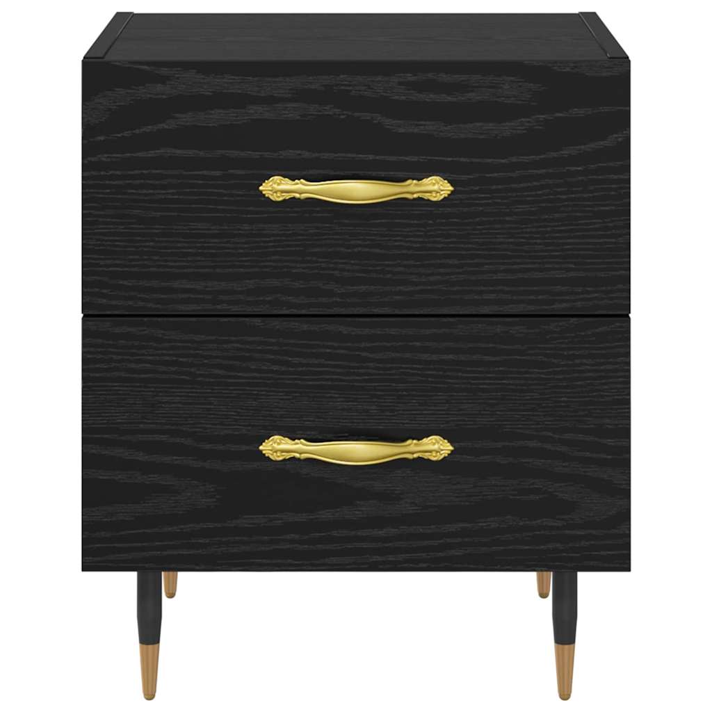 Nachtkastje met lade Zwart eiken 40 x 35 x 47,5 cm Bewerkt hout