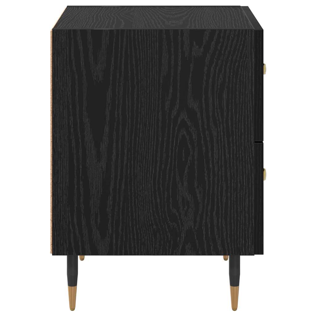 Nachtkastje met lade Zwart eiken 40 x 35 x 47,5 cm Bewerkt hout