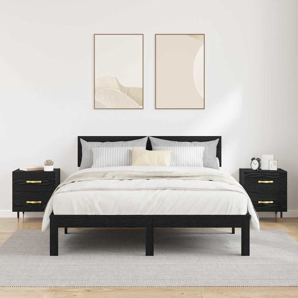 Nachtkastje 2 pcs Zwart eiken 40 x 35 x 47,5 cm Bewerkt hout