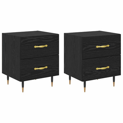 Nachtkastje 2 pcs Zwart eiken 40 x 35 x 47,5 cm Bewerkt hout